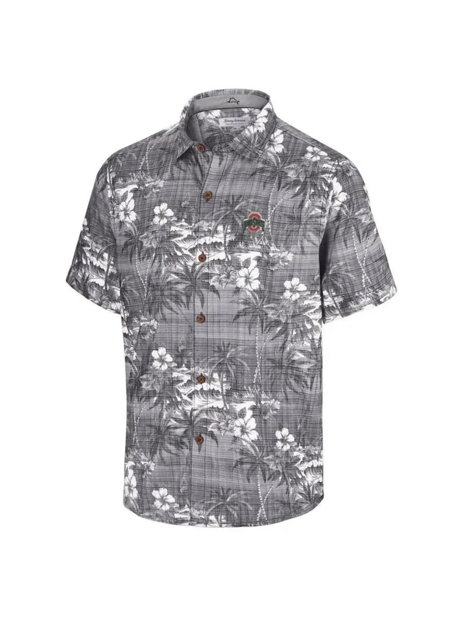 Tommy Bahama Мужская черная рубашка на пуговицах с символикой команды Ohio State Buckeyes Coconut — изображение 2 из 3