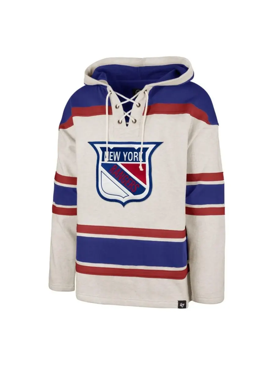 '47 Brand Мужская толстовка с капюшоном и шнуровкой New York Rangers Rockaway цвета овсянки — изображение 3 из 3, овсяный