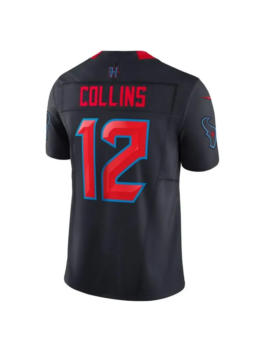 Nike Мужская футболка Nico Collins Navy Houston Texans Alternate 2 Vapor FUSE Limited — изображение 2 из 3, темно-синий