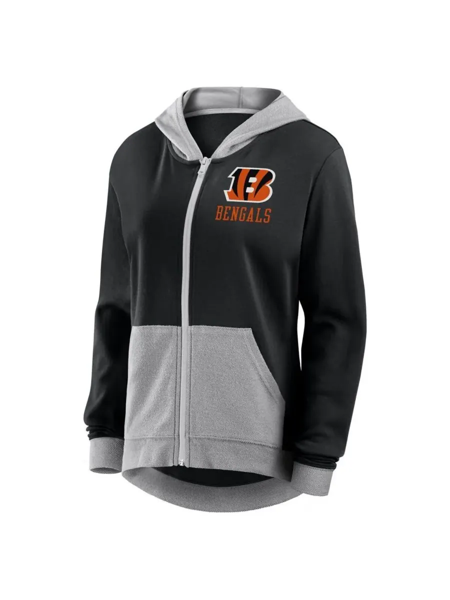 Logo Athletic Женская черная толстовка на молнии с логотипом Cincinnati Bengals Hit It из — изображение 2 из 3, черный