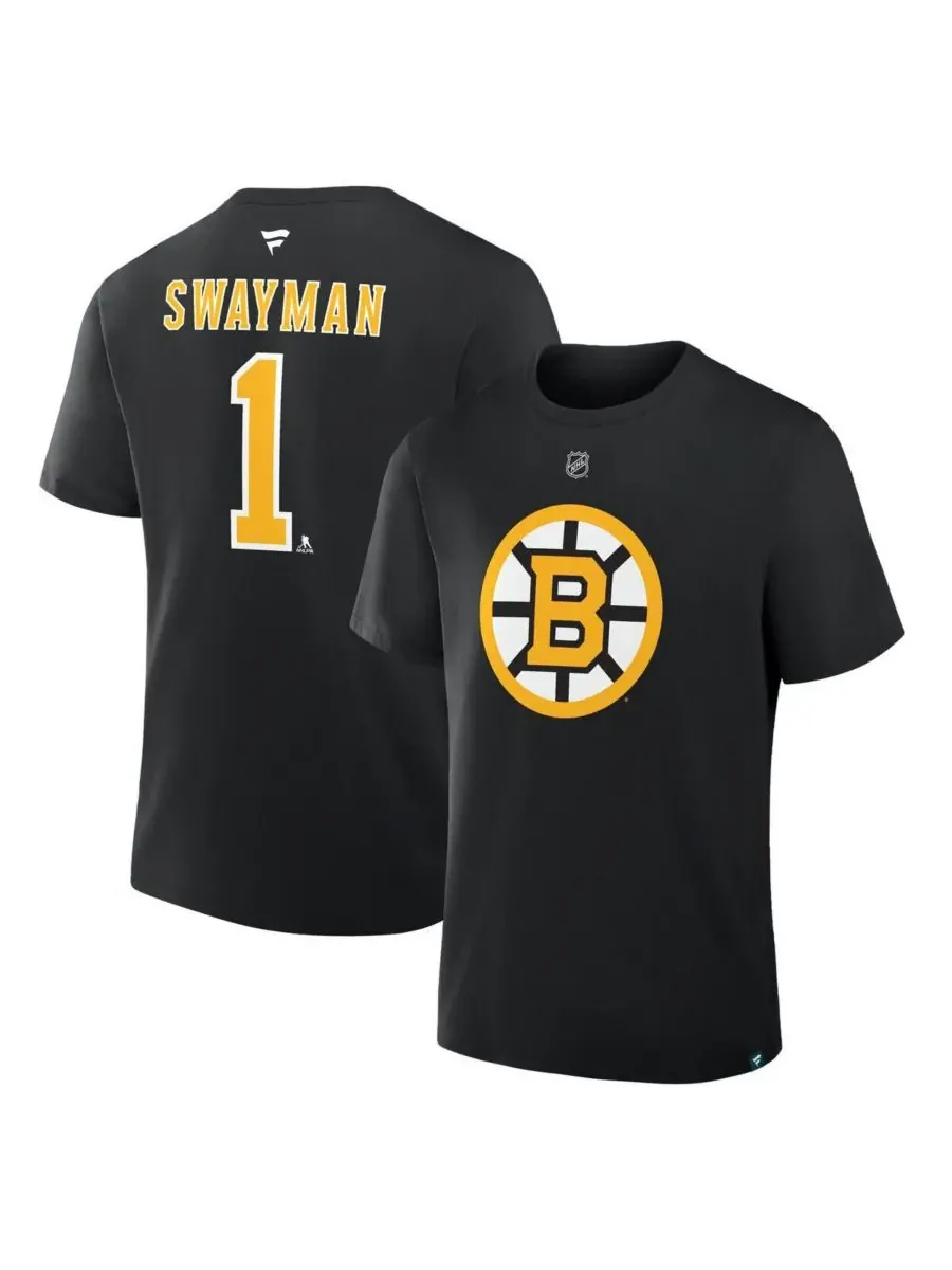 Fanatics Мужская черная футболка Джереми Суэймана с номером игрока команды Boston Bruins — изображение 1 из 3, черный