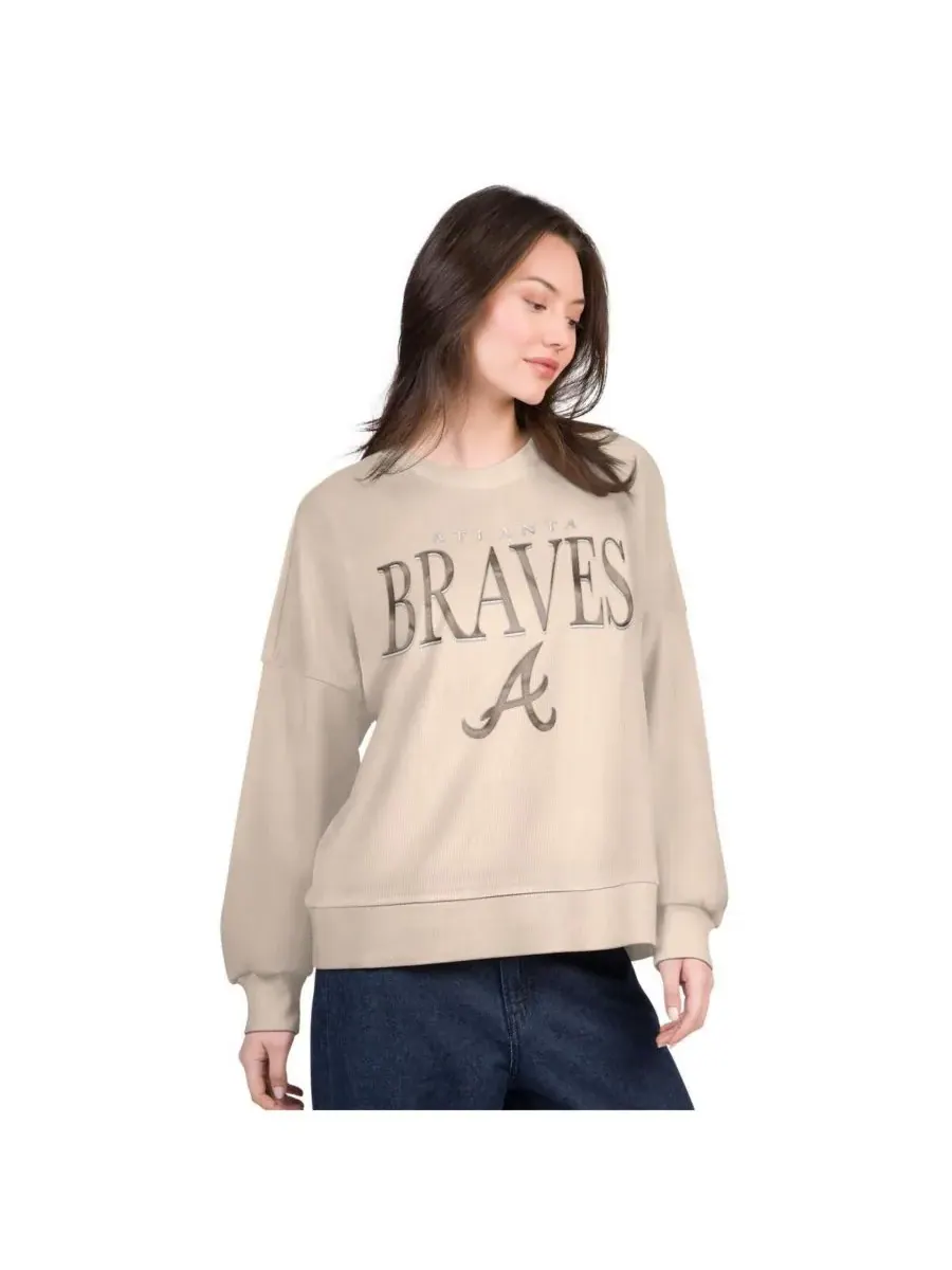 Женская толстовка Sand Atlanta Braves Oversized Vet II G-III 4Her by Carl Banks — изображение 1 из 2, бежевый