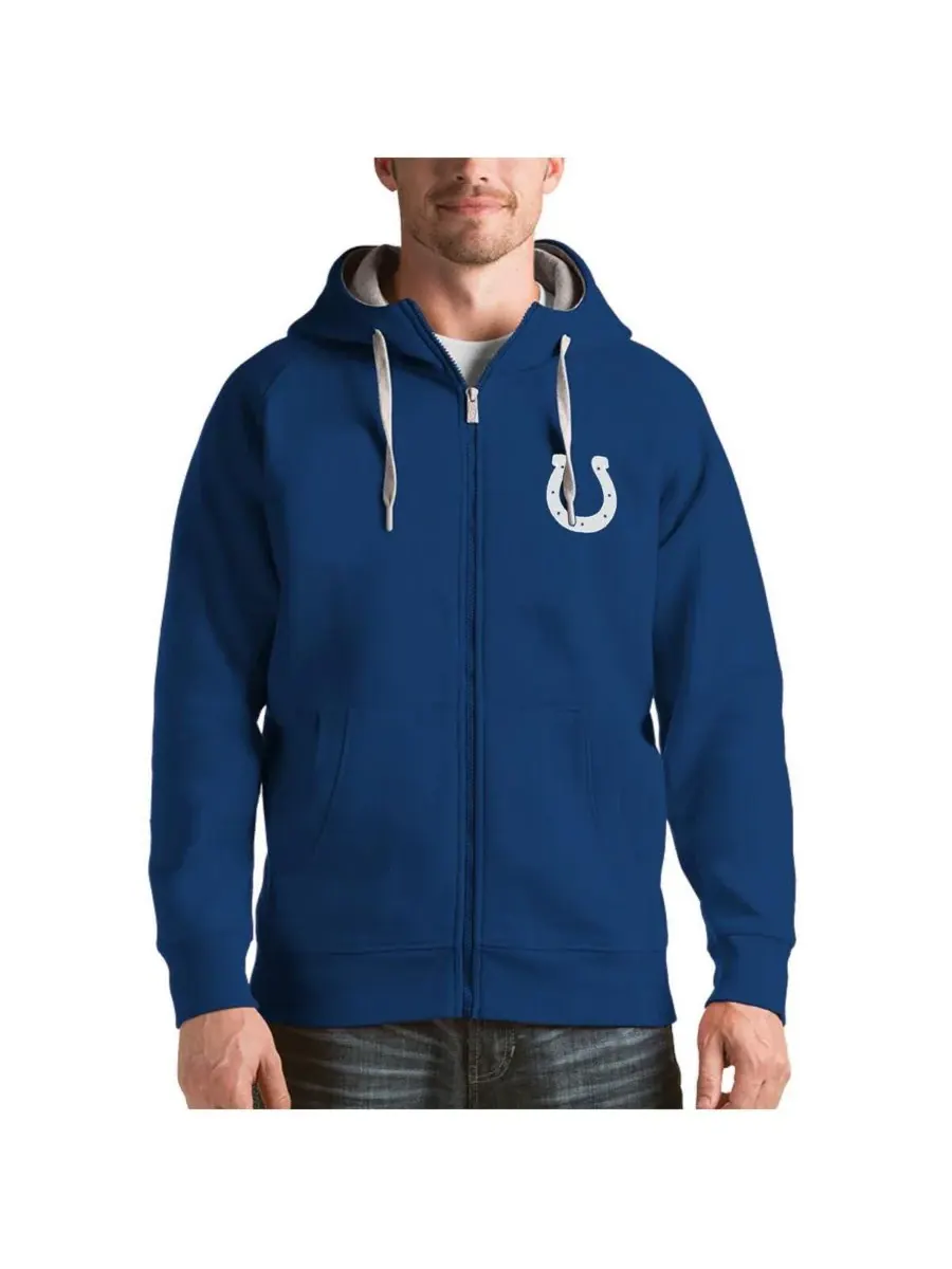 Мужская толстовка на молнии Royal Indianapolis Colts Victory Antigua — изображение 1 из 1, королевский