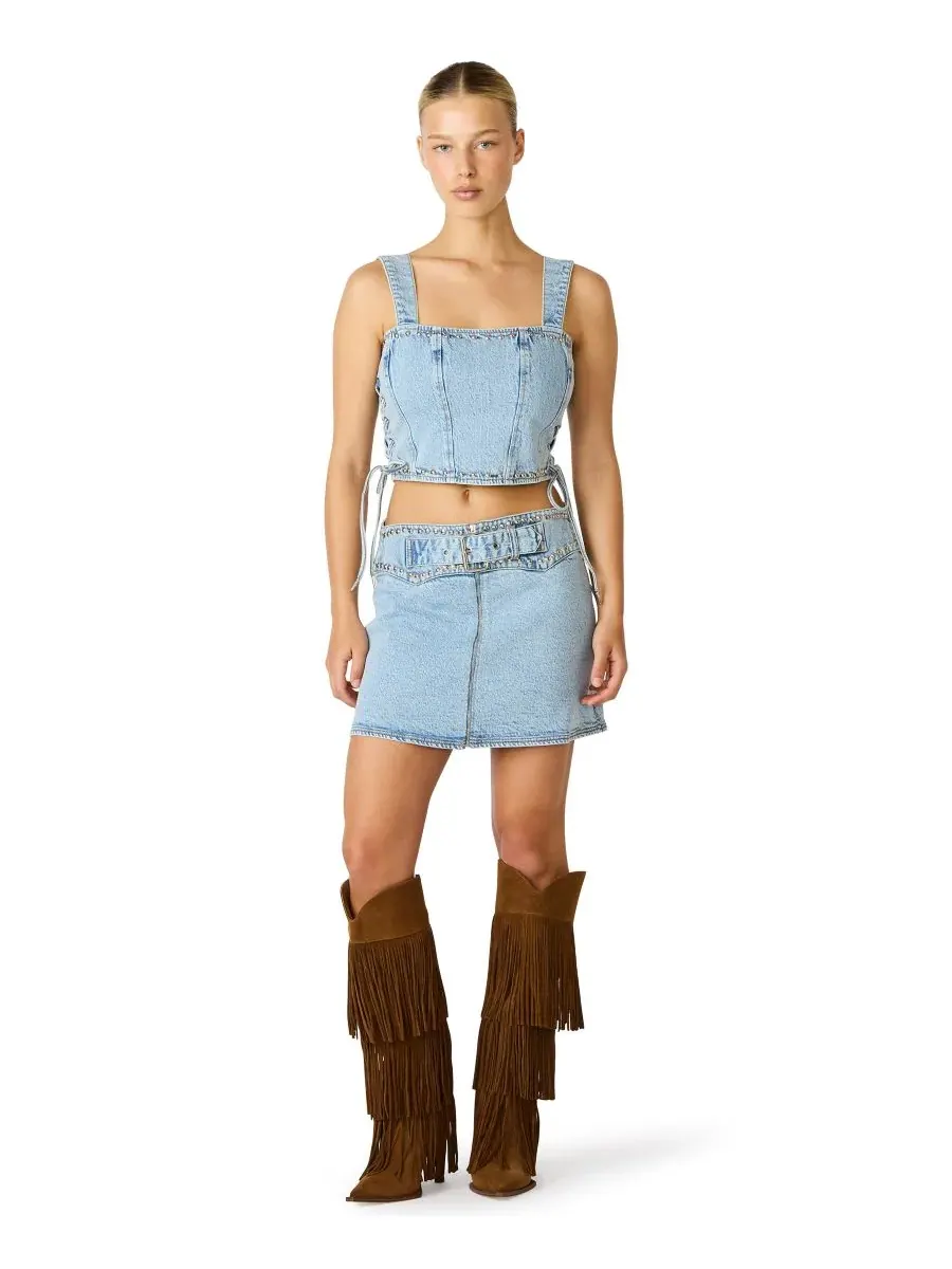 Женская блузка Babe с квадратным вырезом Steve Madden, Santa Monica Wash