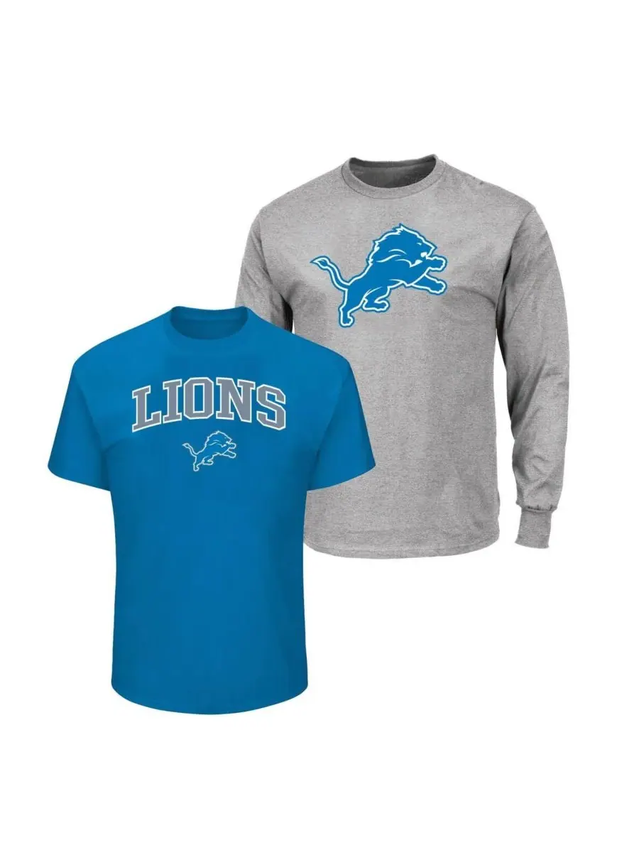Fanatics Комплект из двух мужских футболок Detroit Lions синего/серого цвета, больших размеров — изображение 1 из 1