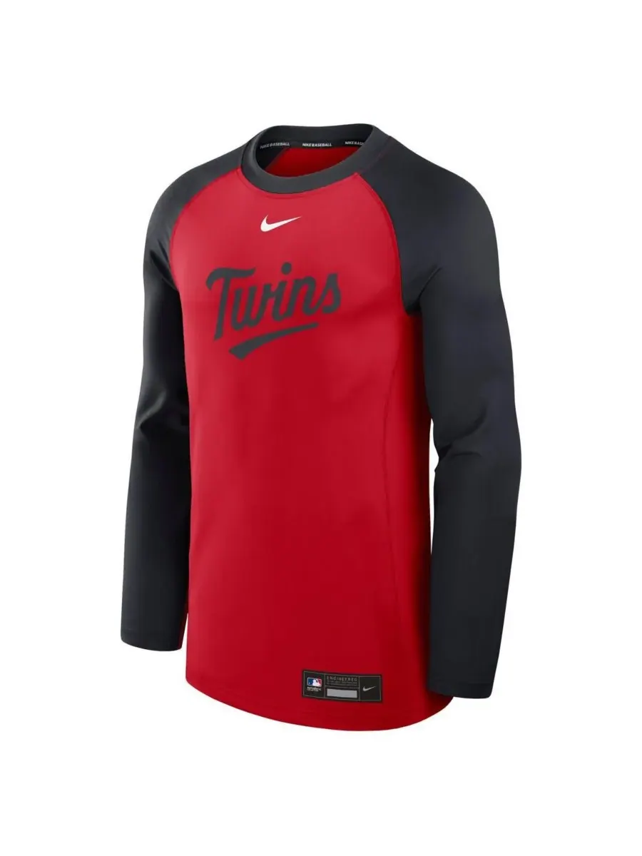 Nike Мужская футболка с длинным рукавом реглан красного/темно-синего цвета Minnesota Twins — изображение 3 из 3