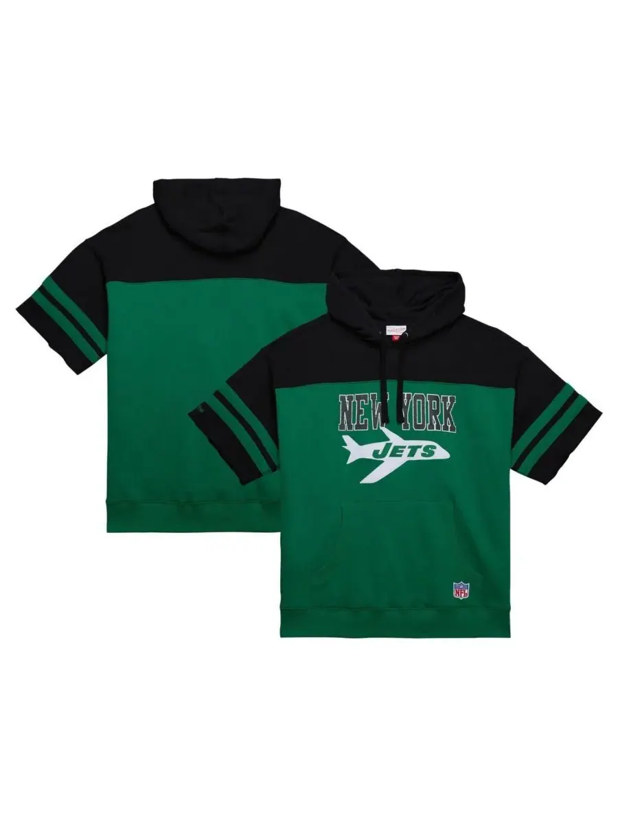 Mitchell & Ness Мужская толстовка с коротким рукавом и винтажным логотипом New York Jets цвета — изображение 1 из 4, зеленый