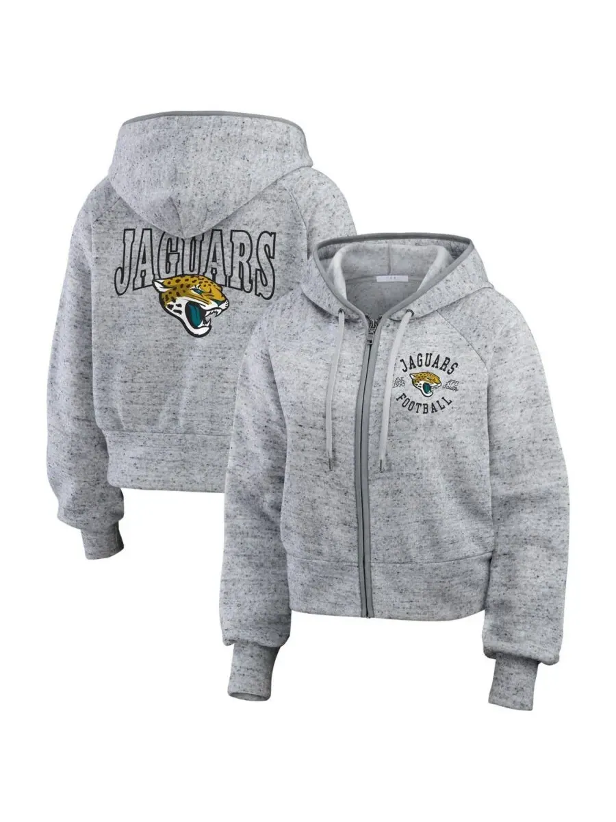 WEAR by Erin Andrews Женская укороченная толстовка на молнии из флиса с крапчатым рисунком — изображение 1 из 5, серый