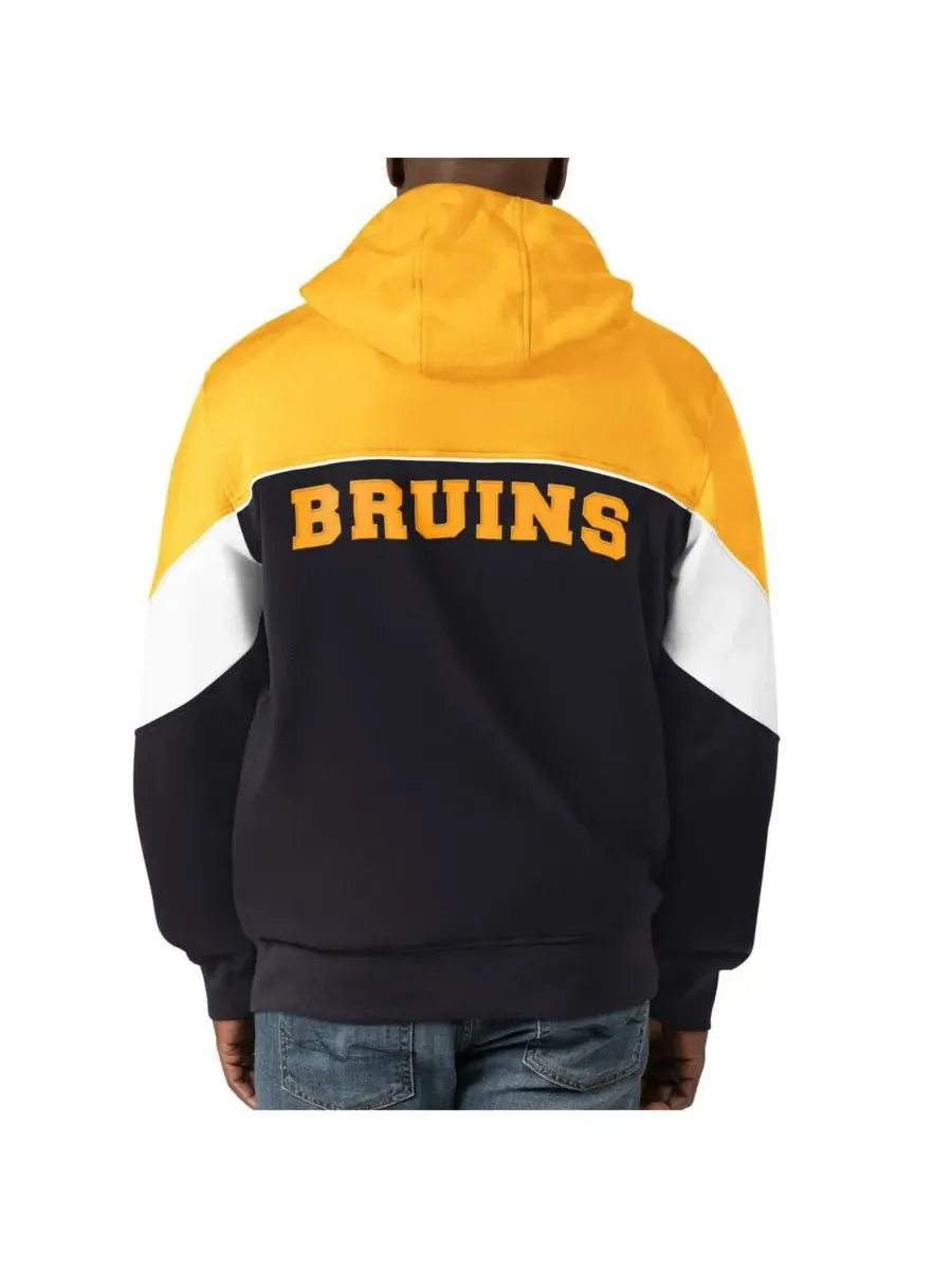 Starter Мужская толстовка на молнии Boston Bruins Power Forward — изображение 2 из 2, черный золотистый