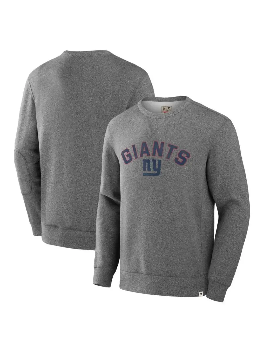 Fanatics Мужская толстовка из махровой ткани с петлями и логотипом New York Giants серого меланжа — изображение 1 из 3, серый