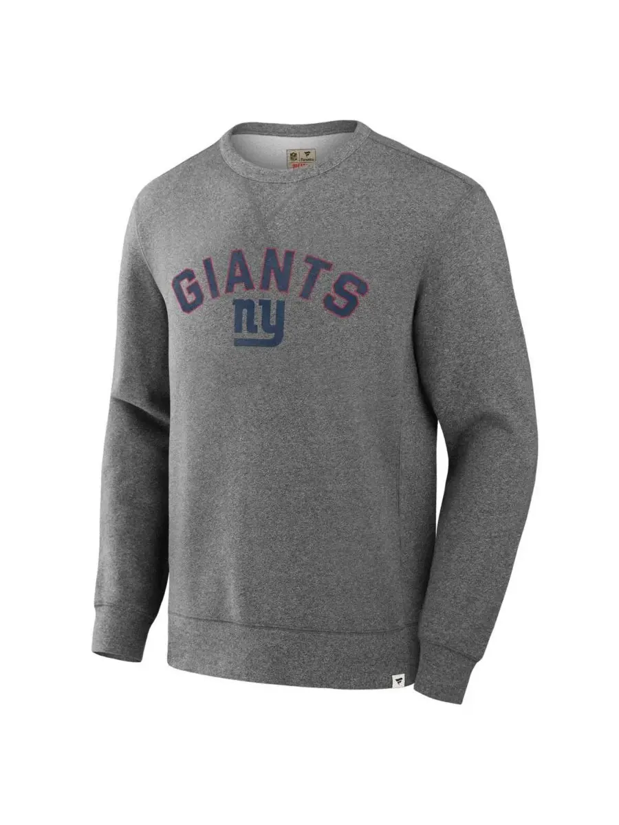Fanatics Мужская толстовка из махровой ткани с петлями и логотипом New York Giants серого меланжа — изображение 2 из 3, серый