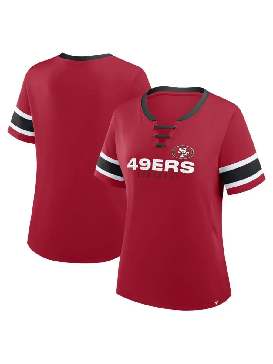 Fanatics Женская алая футболка San Francisco 49ers больших размеров Red Zone Athena с V-образным — изображение 1 из 3, алый