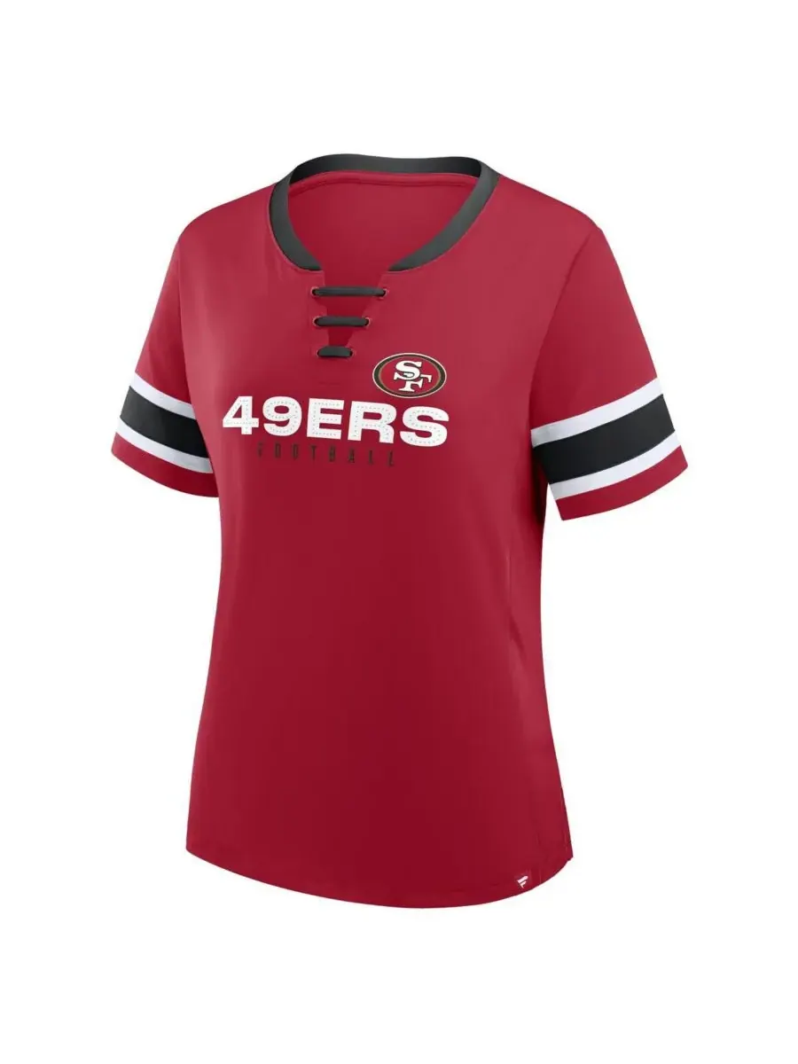Fanatics Женская алая футболка San Francisco 49ers больших размеров Red Zone Athena с V-образным — изображение 3 из 3, алый