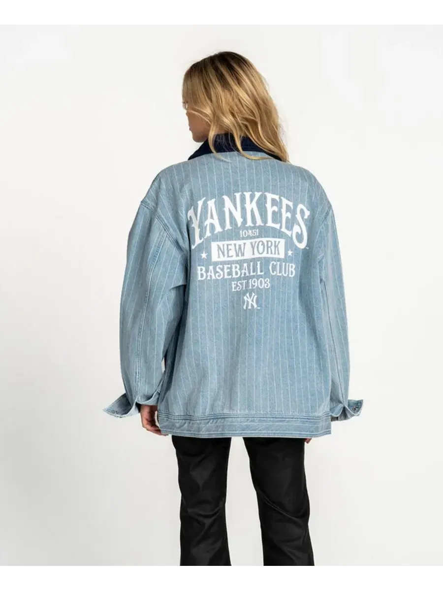 Женская джинсовая куртка New York Yankees на молнии, модель "Механик" The Wild Collective, деним — изображение 3 из 3