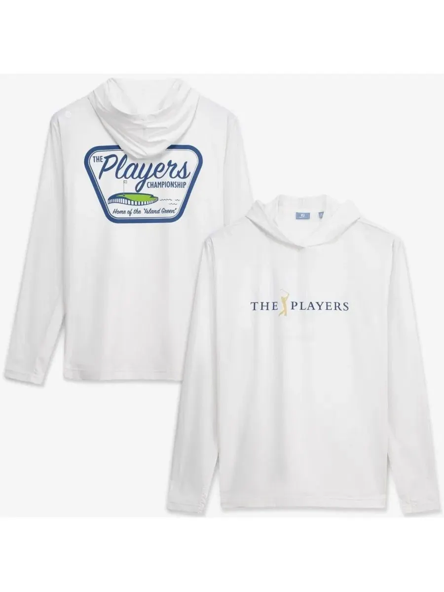 Мужская белая толстовка THE PLAYERS Island Green Patch TempoSeries Lightweight Sun Hoodie Footjoy — изображение 1 из 3, белый