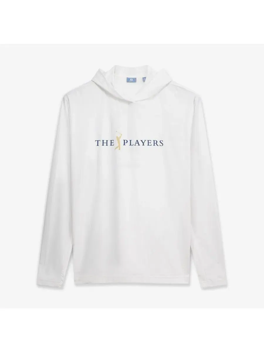 Мужская белая толстовка THE PLAYERS Island Green Patch TempoSeries Lightweight Sun Hoodie Footjoy — изображение 2 из 3, белый
