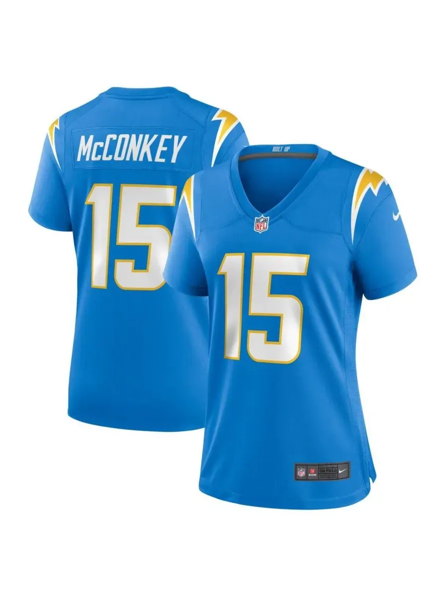 Nike Женская игровая футболка команды Los Angeles Chargers, цвет светло-голубой, с фамилией Лэдд — изображение 1 из 3