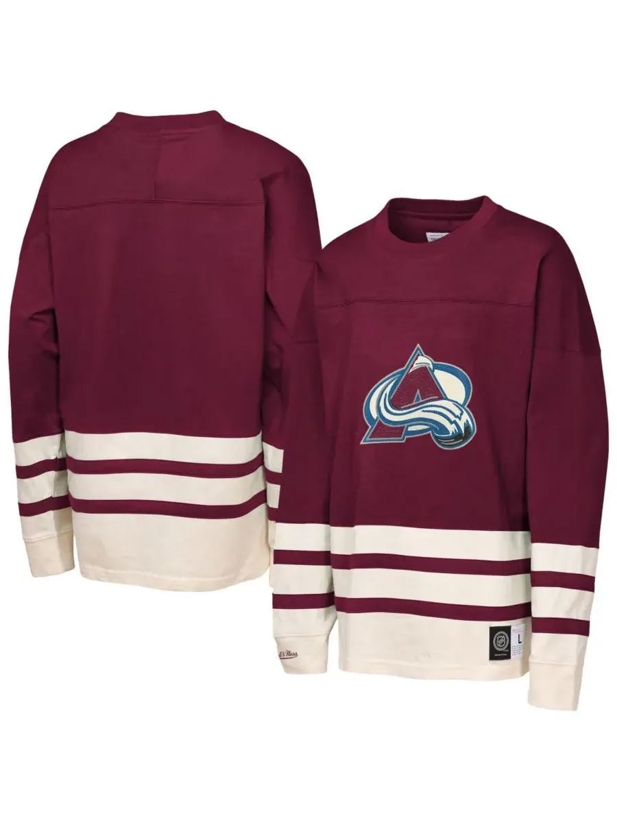 Футболка с длинными рукавами Big Boys and Girls Burgundy Colorado Avalanche Chainstitch Heavyweight — изображение 1 из 3