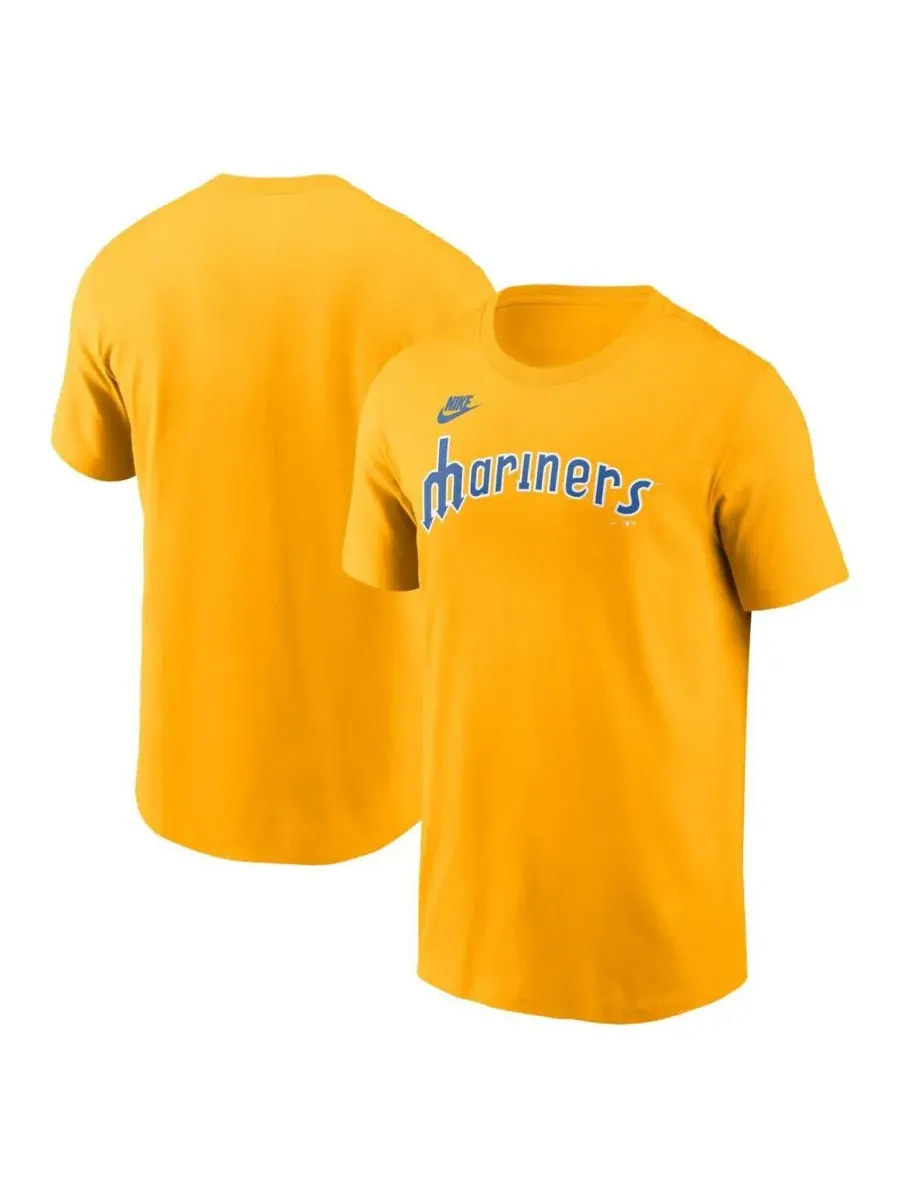 Мужская золотистая футболка Seattle Mariners Cooperstown Wordmark Nike — изображение 1 из 3, золото