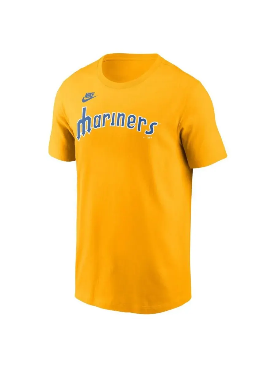 Мужская золотистая футболка Seattle Mariners Cooperstown Wordmark Nike — изображение 3 из 3, золото