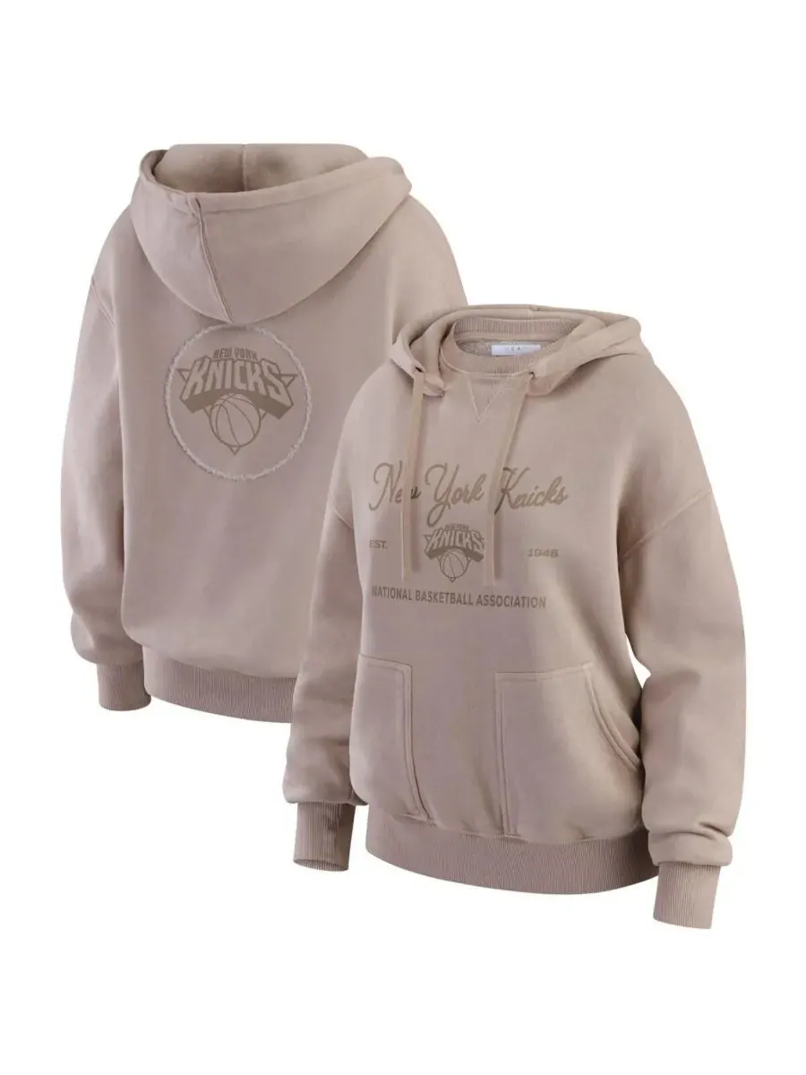 WEAR by Erin Andrews Женская бежевая толстовка New York Knicks Washed Pullover Crewdie — изображение 1 из 3, бежевый