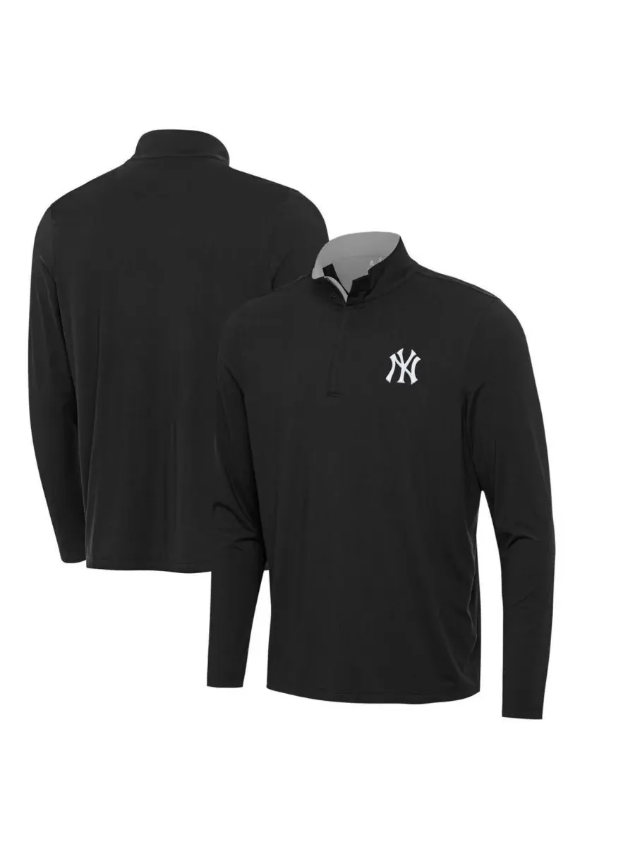 Antigua Мужская черная толстовка New York Yankees Content на молнии до четверти — изображение 1 из 3, черный