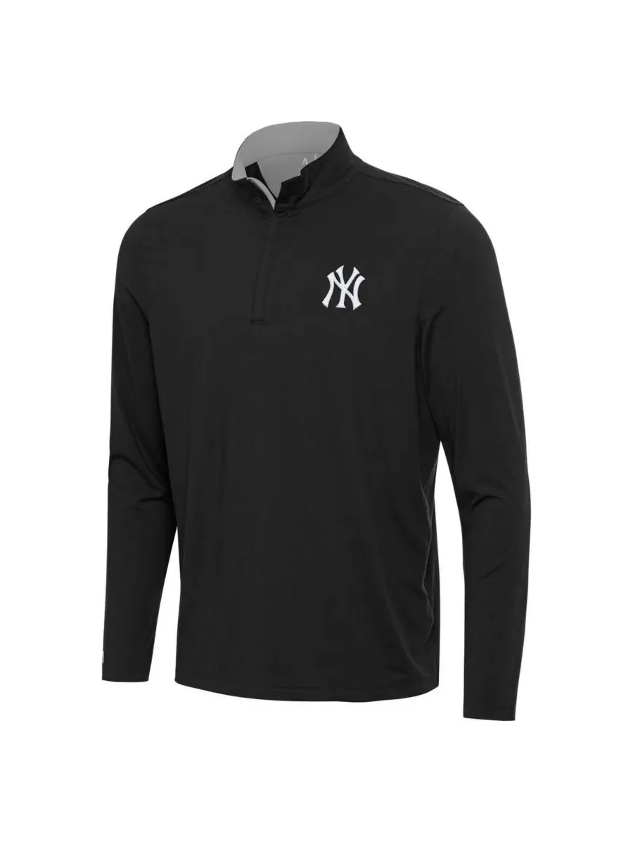 Antigua Мужская черная толстовка New York Yankees Content на молнии до четверти — изображение 2 из 3, черный