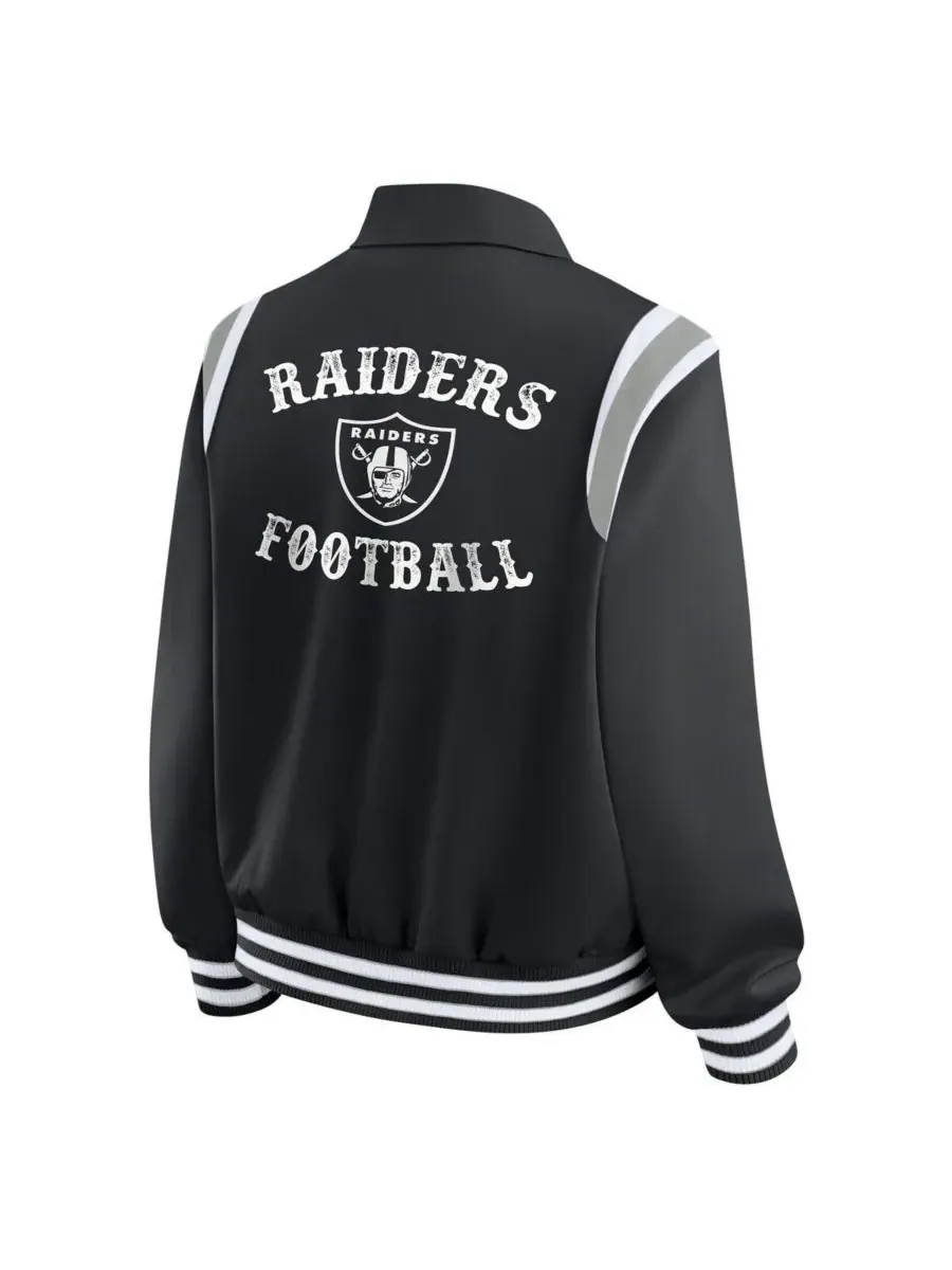 WEAR by Erin Andrews Женская черная легкая куртка Las Vegas Raiders Varsity на кнопках — изображение 3 из 3, черный