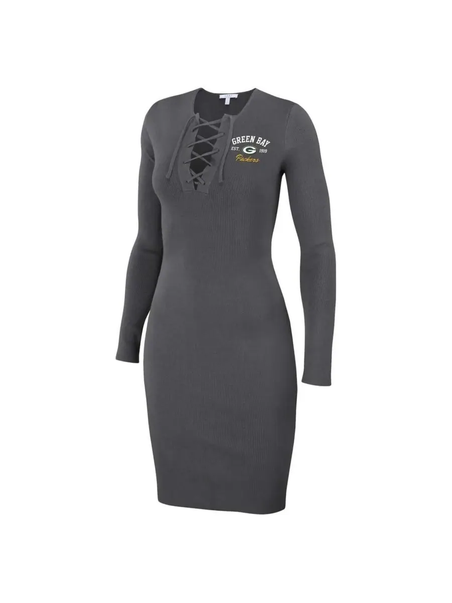 WEAR by Erin Andrews Женское платье с длинными рукавами и шнуровкой — изображение 3 из 3, темно-серый