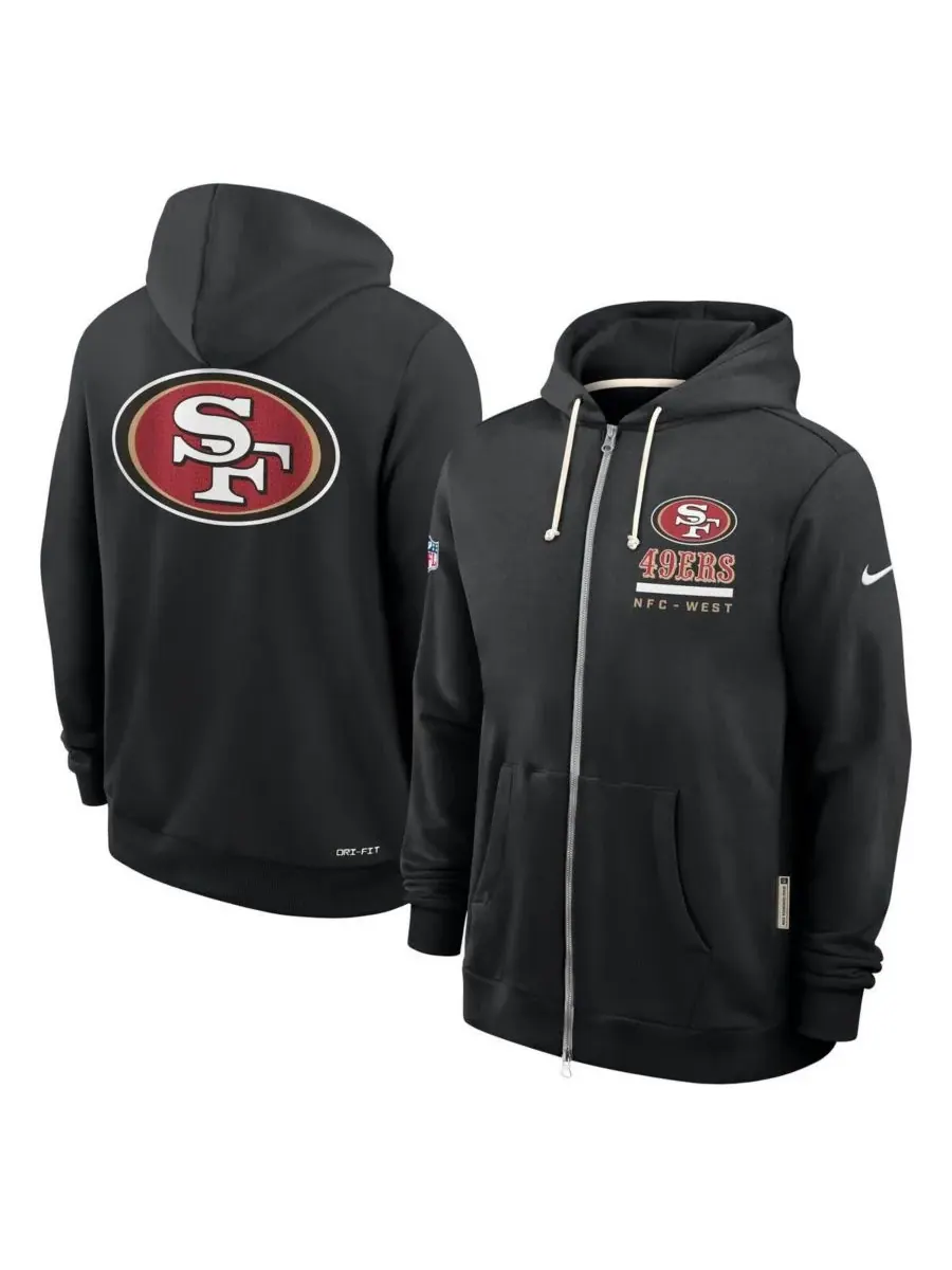 Nike Мужская черная толстовка на молнии с символикой команды San Francisco 49ers Sideline Utility — изображение 1 из 2