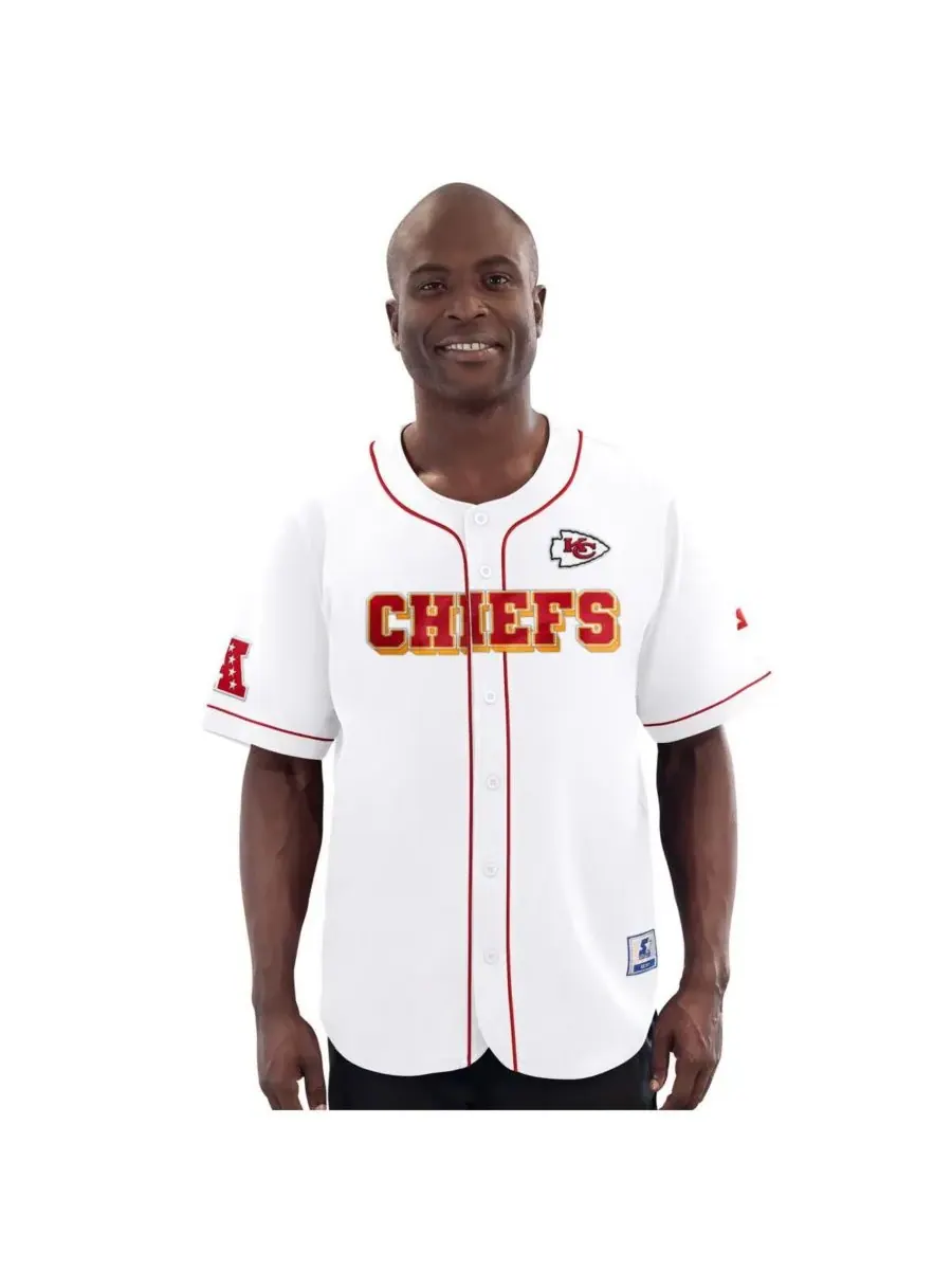 Starter Мужская белая бейсбольная майка Kansas City Chiefs Relay с пуговицами — изображение 1 из 2, белый