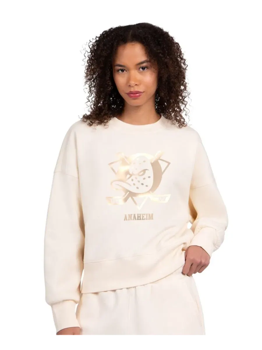 Женский свитшот с капюшоном Boxy Cropped Anaheim Ducks Starter — изображение 1 из 3, бежевый