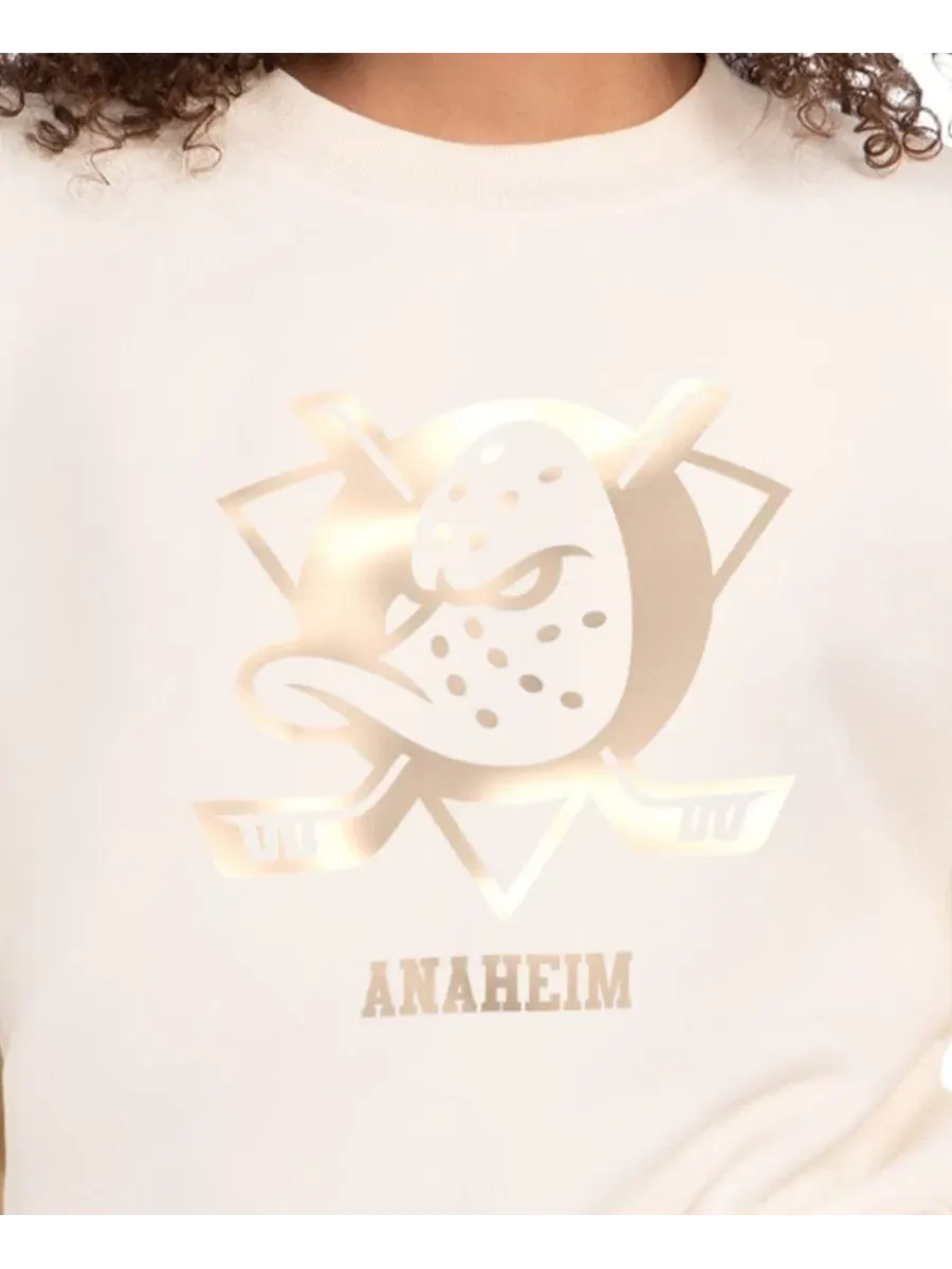 Женский свитшот с капюшоном Boxy Cropped Anaheim Ducks Starter — изображение 3 из 3, бежевый
