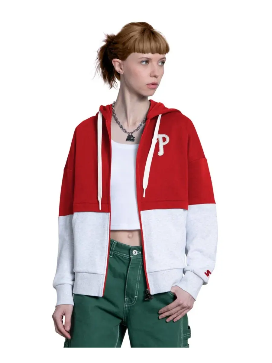 Худи на молнии с капюшоном Philadelphia Phillies Wishbone Starter — изображение 1 из 4, красный серый