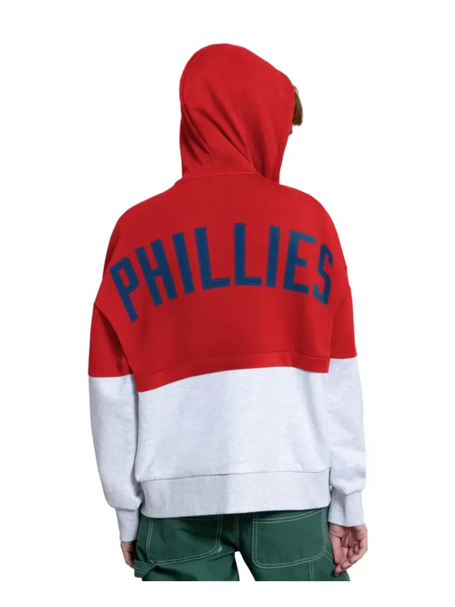 Худи на молнии с капюшоном Philadelphia Phillies Wishbone Starter — изображение 2 из 4, красный серый