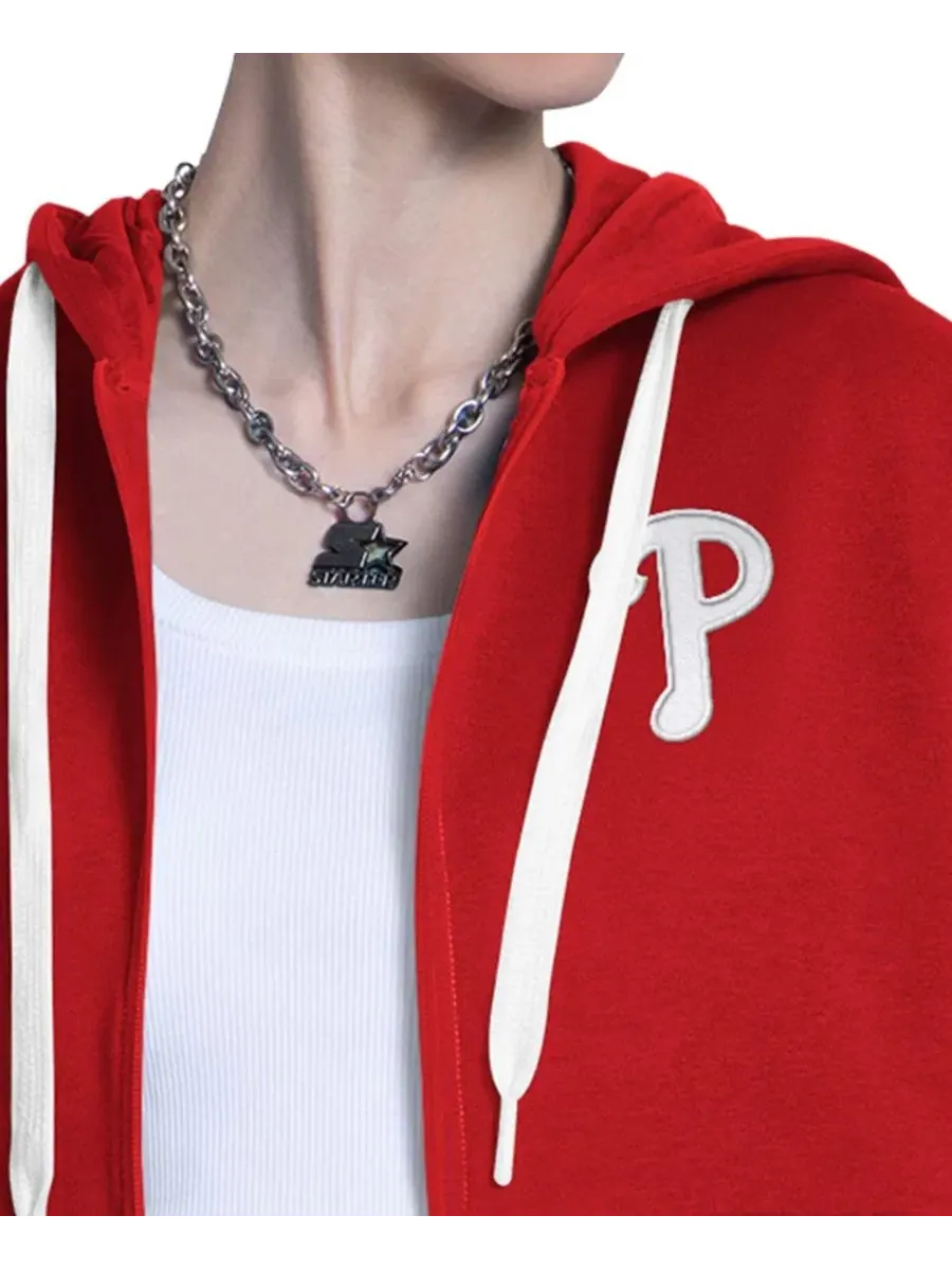 Худи на молнии с капюшоном Philadelphia Phillies Wishbone Starter — изображение 3 из 4, красный серый
