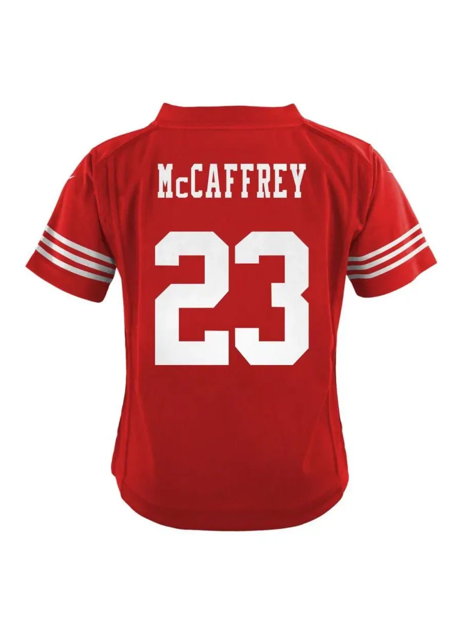 Детская футболка Nike Christian McCaffrey San Francisco 49ers Team Player Game Jersey — изображение 2 из 3, алый