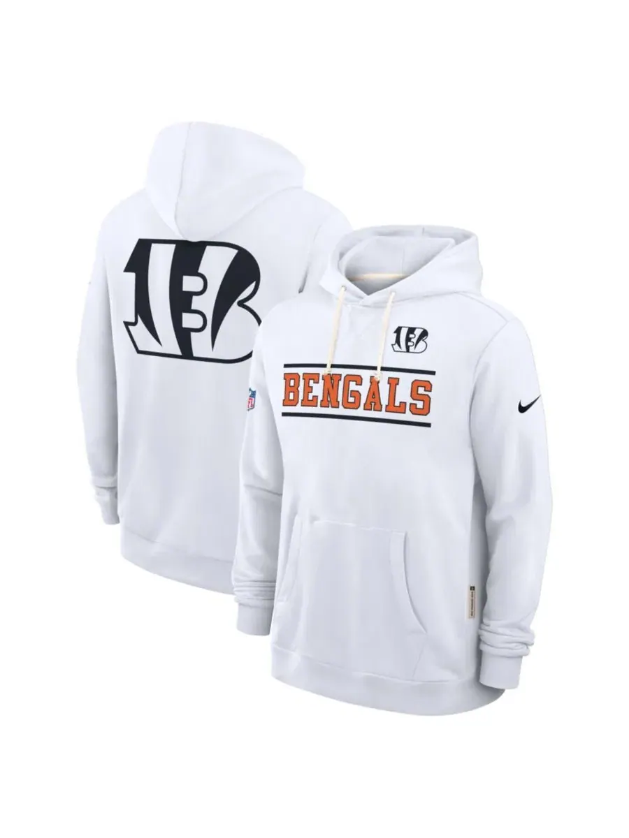 Худи с капюшоном, свободного кроя, с принтом, Cincinnati Bengals Nike — изображение 1 из 4, белый