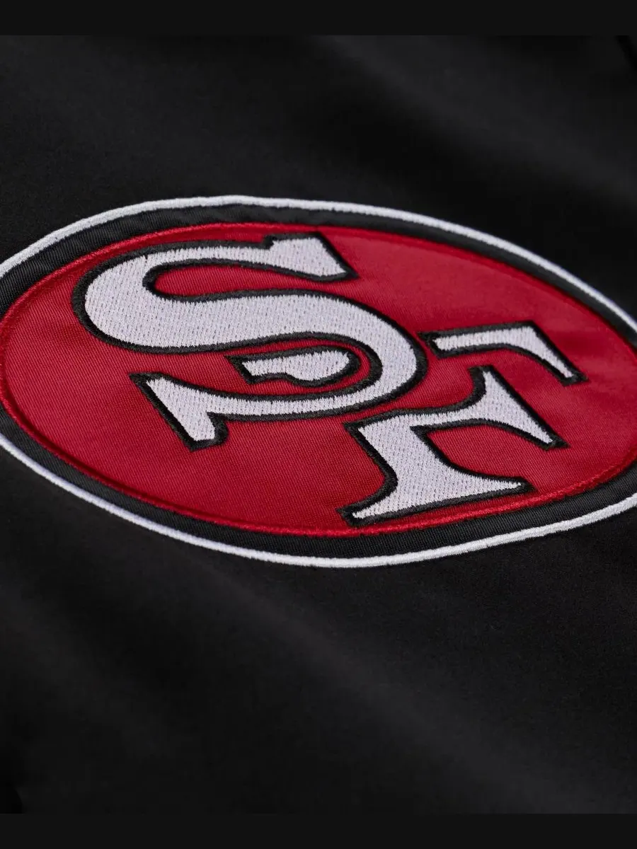 Куртка на кнопках с сатиновой отделкой, с принтом Mitchell & Ness — изображение 2 из 8, черный