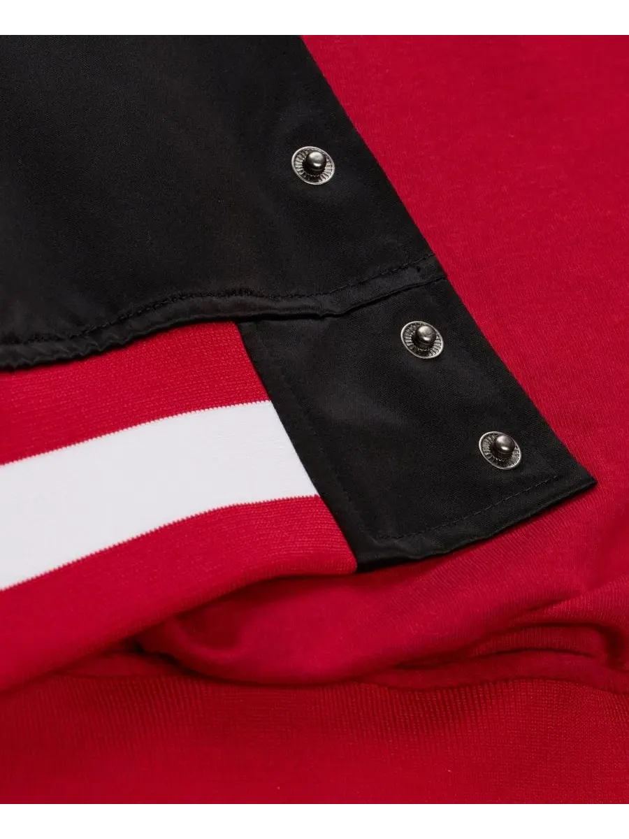 Куртка на кнопках с сатиновой отделкой, с принтом Mitchell & Ness — изображение 4 из 8, черный
