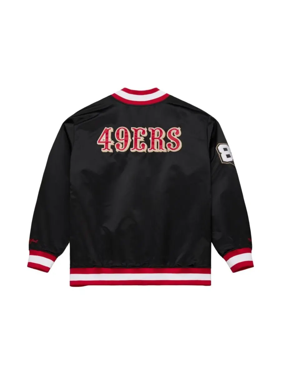 Куртка на кнопках с сатиновой отделкой, с принтом Mitchell & Ness — изображение 6 из 8, черный