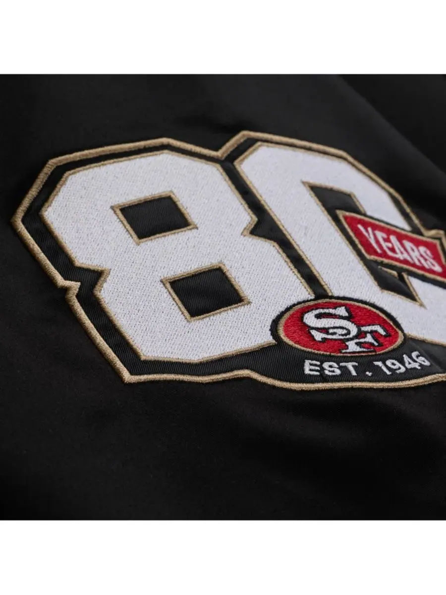 Куртка на кнопках с сатиновой отделкой, с принтом Mitchell & Ness — изображение 7 из 8, черный
