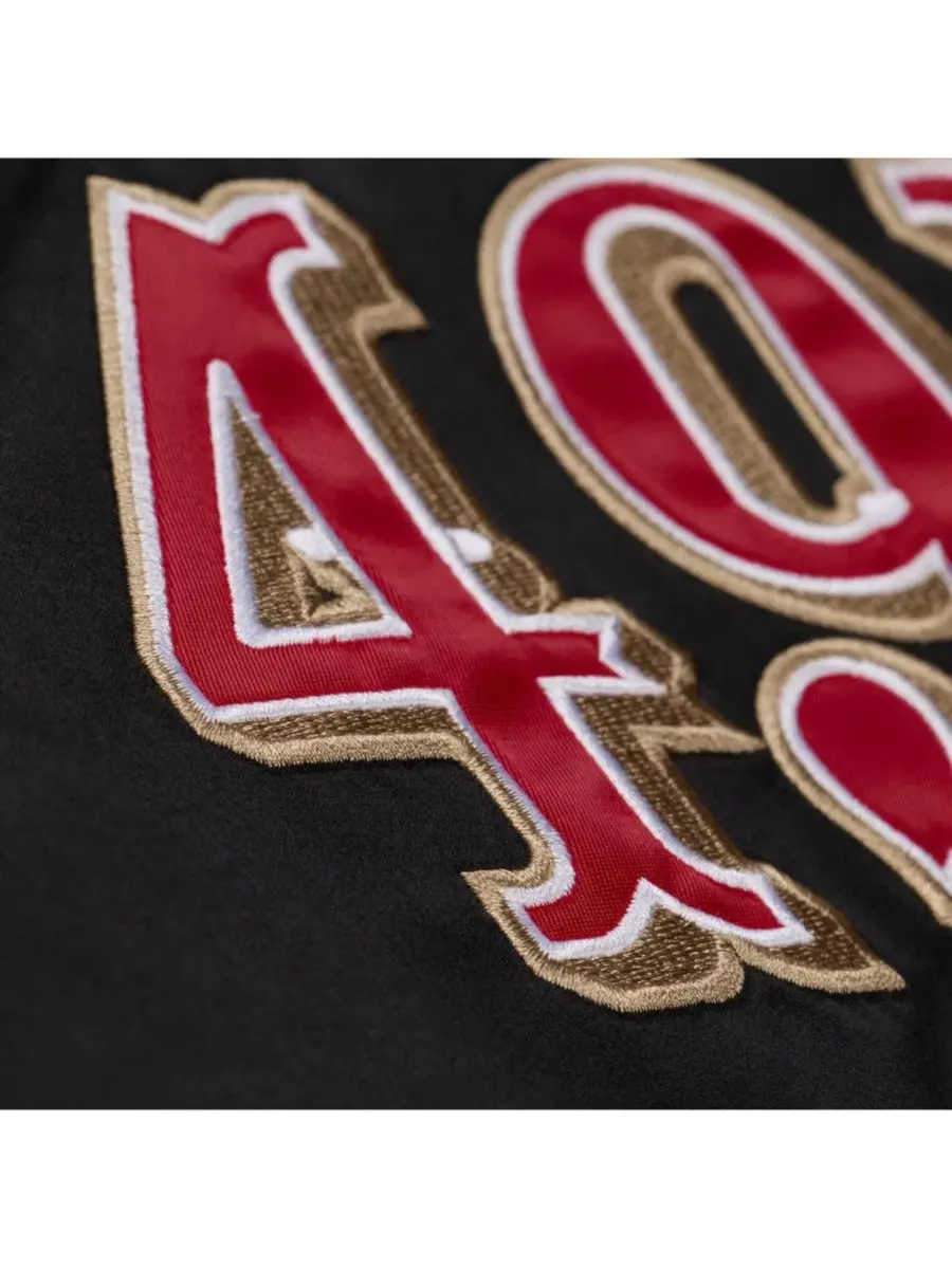 Куртка на кнопках с сатиновой отделкой, с принтом Mitchell & Ness — изображение 8 из 8, черный