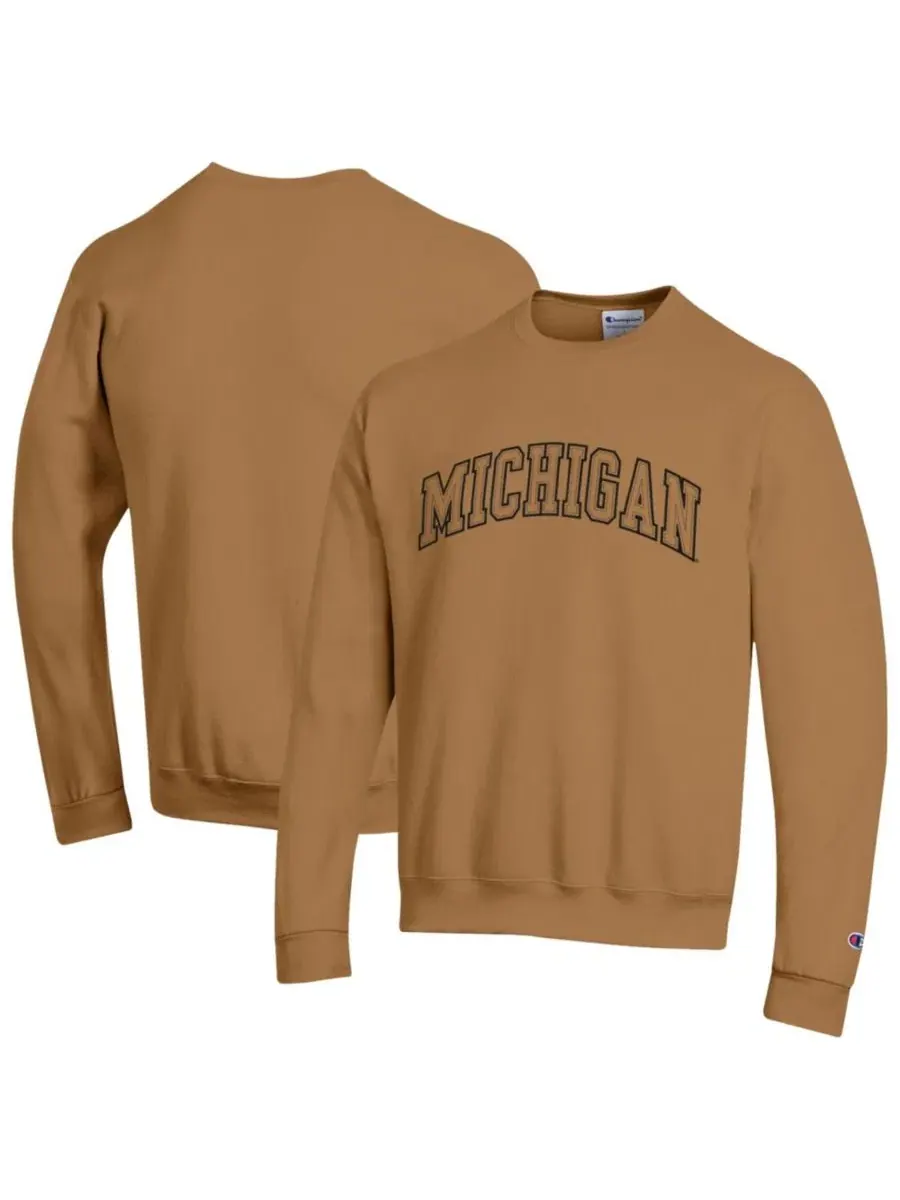 Свитшот из флиса Latte Michigan Wolverines Champion — изображение 1 из 3, коричневый