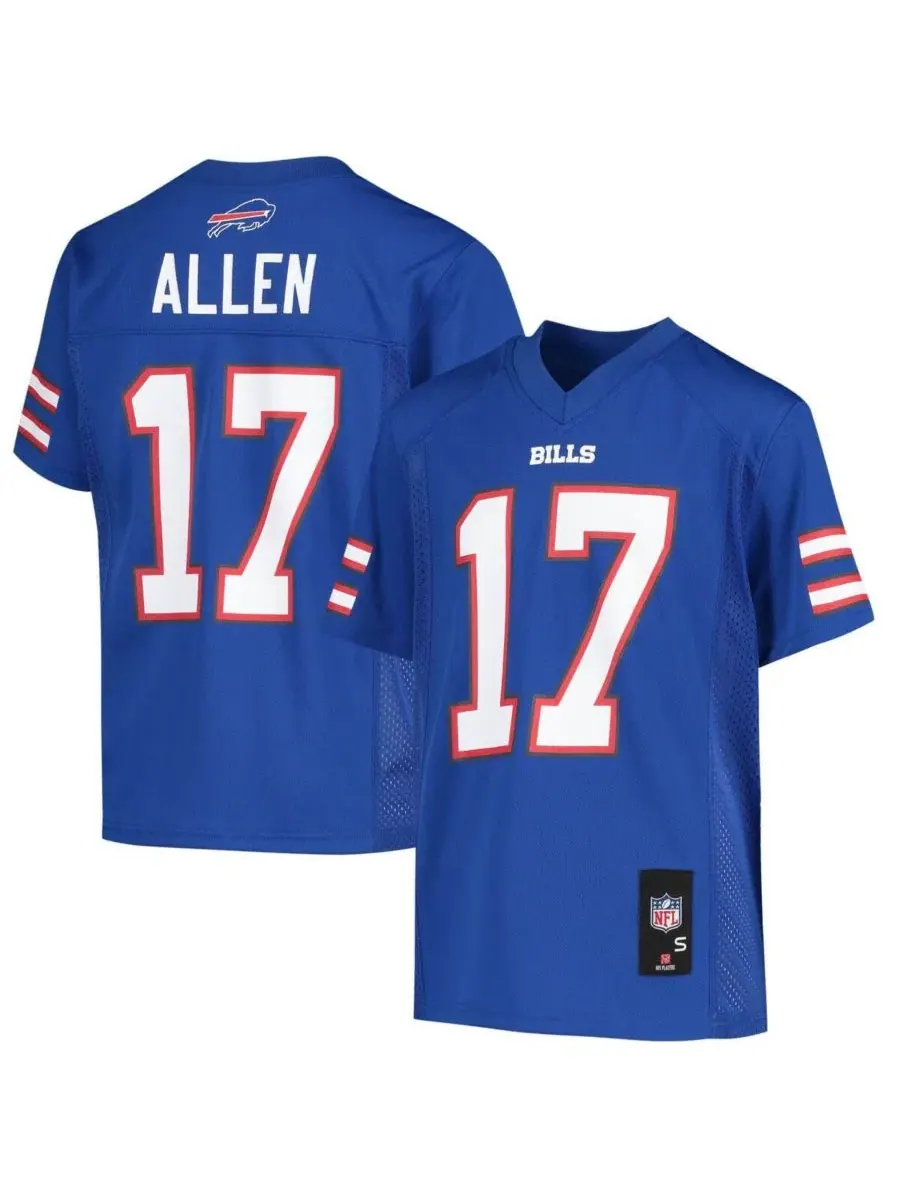 Детская футболка с длинным рукавом Josh Allen Royal Buffalo Bills Replica Player Outerstuff — изображение 1 из 3, королевский