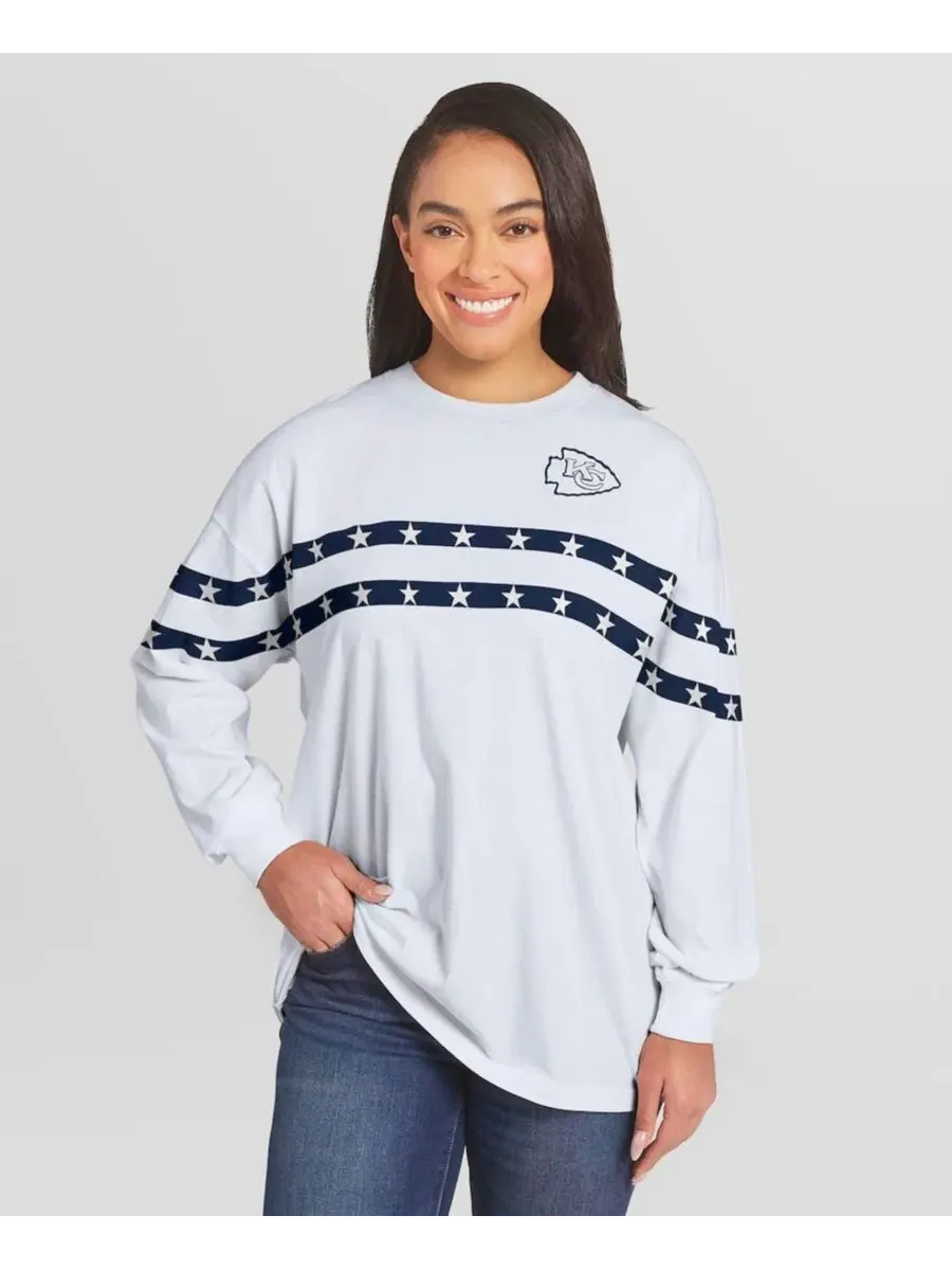 Футболка с длинным рукавом с принтом Kansas City Chiefs Americana Stripe WEAR by Erin Andrews — изображение 1 из 4, белый