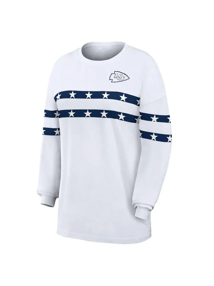 Футболка с длинным рукавом с принтом Kansas City Chiefs Americana Stripe WEAR by Erin Andrews — изображение 2 из 4, белый