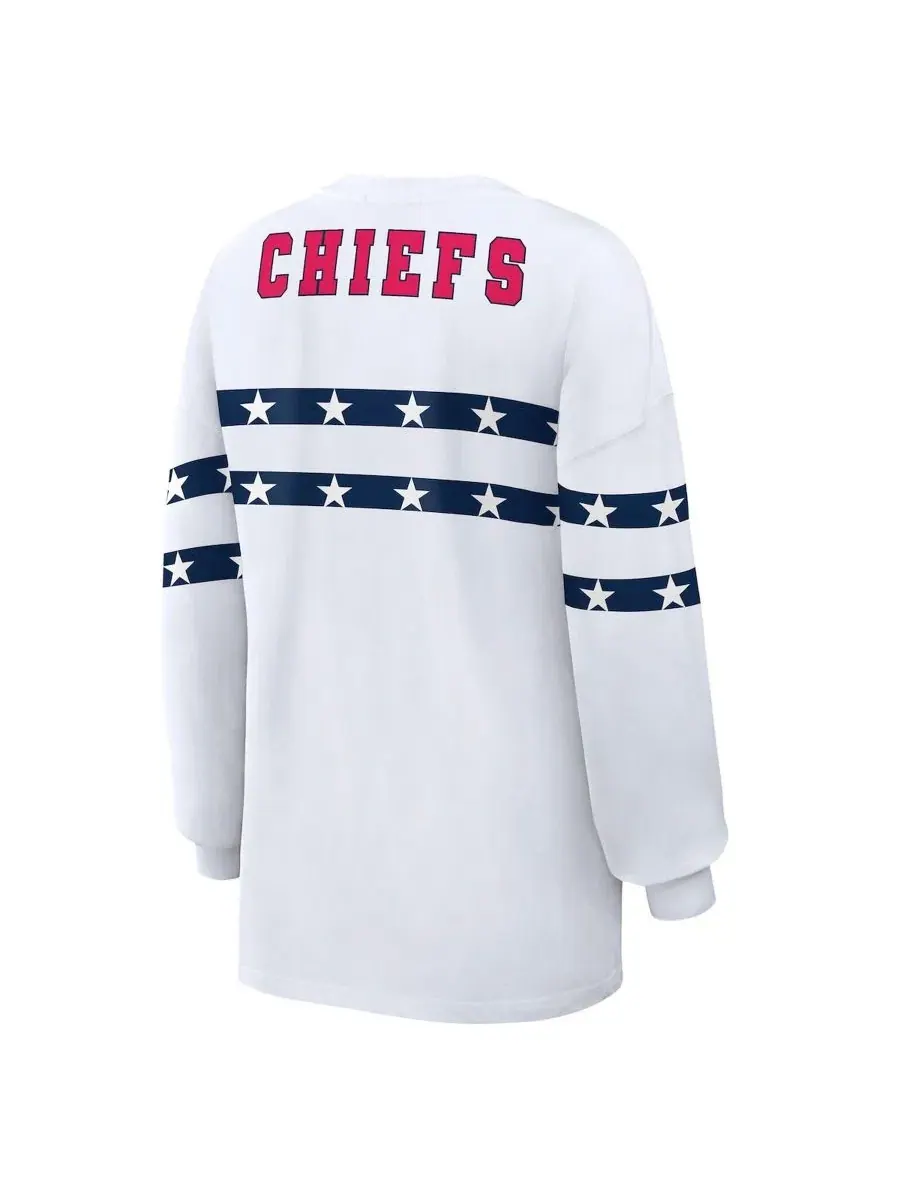 Футболка с длинным рукавом с принтом Kansas City Chiefs Americana Stripe WEAR by Erin Andrews — изображение 3 из 4, белый
