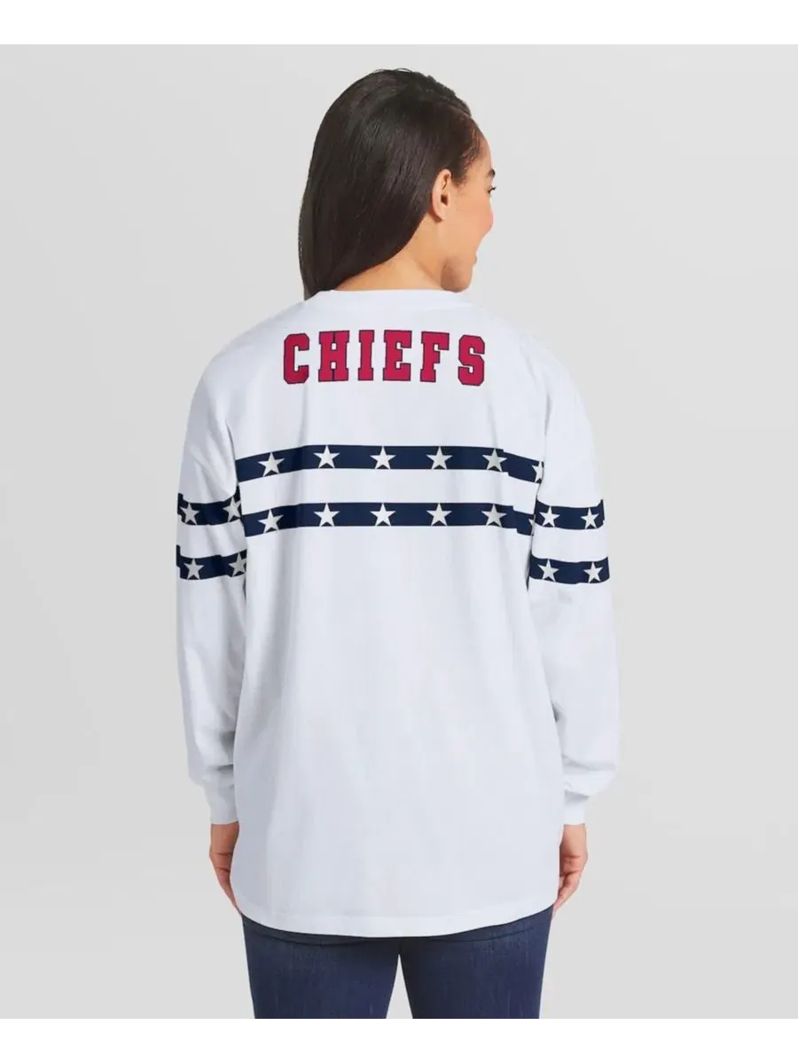 Футболка с длинным рукавом с принтом Kansas City Chiefs Americana Stripe WEAR by Erin Andrews — изображение 4 из 4, белый