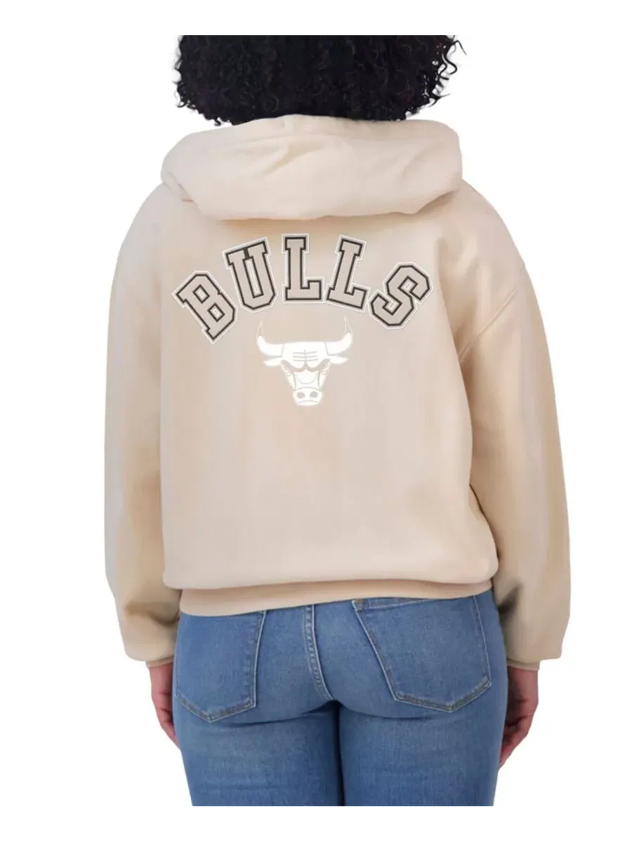 Женский худи с капюшоном на молнии с аппликацией из фетра, Chicago Bulls WEAR by Erin Andrews — изображение 5 из 5, бежевый